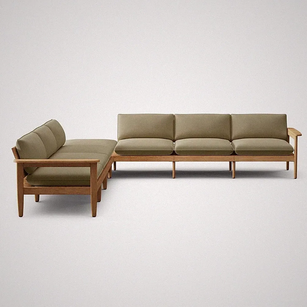 Burrow Dunes Modular Sectional Sofa with Wooden Frame, Modern L-Shape, 118”