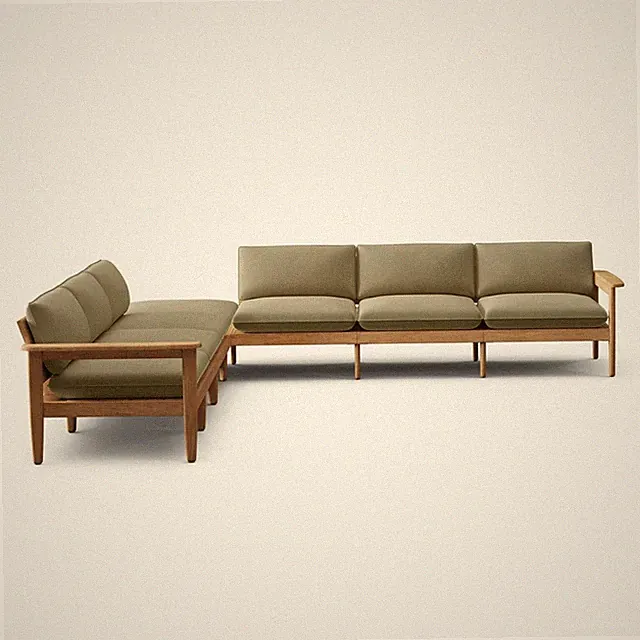 Burrow Dunes Modular Sectional Sofa with Wooden Frame, Modern L-Shape, 118”