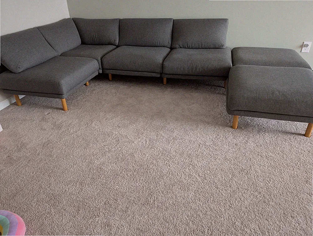 Burrow Gray Fabric Modular Sectional Sofa w/ Chaise Ottoman, Modern, 120x90x28
