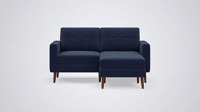 Burrow Navy Blue - Performance Flatweave Nomad Loveseat Sofa w Chaise FFE-1143