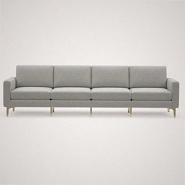 Burrow Nomad 4-Seat Modern Gray Sofa with Brass Legs