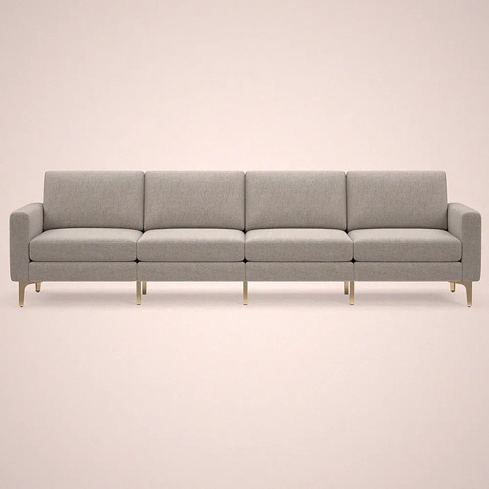 Burrow Nomad 4-Seat Modern Gray Sofa with Brass Legs
