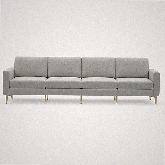 Burrow Nomad 4-Seat Modern Gray Sofa with Brass Legs