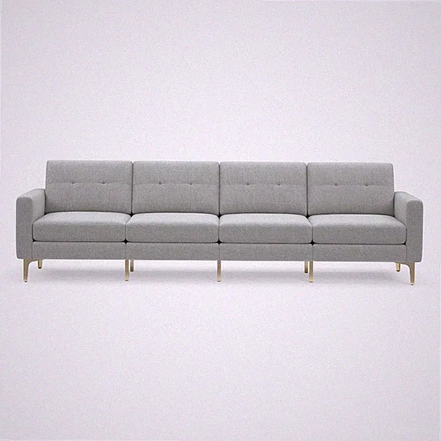 Burrow Nomad 4-Seat Modern Light Gray Sofa with Gold Legs