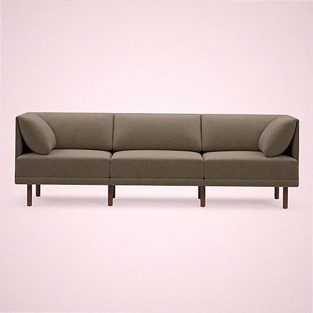 Burrow Range 3-Seat Sofa in Olive Green with Walnut Legs