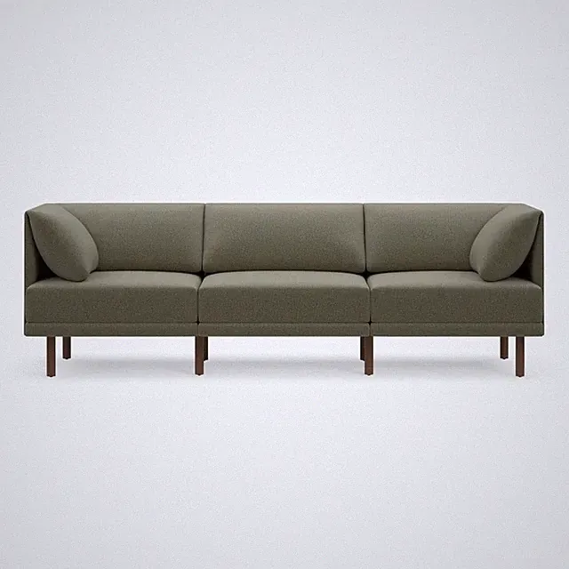 Burrow Range 3-Seat Sofa in Olive Green with Walnut Legs