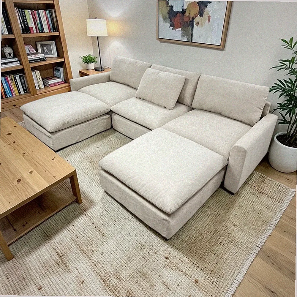 Burrow Russet 4-Piece Reversible Chaise Sectional with Ottoman