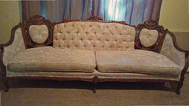 Button Tufted French Provincial Style Large Sofa