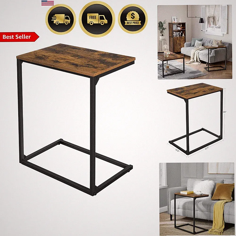 C Shape End Table Small Coffee Table Side Table for Couch Bed Living Room