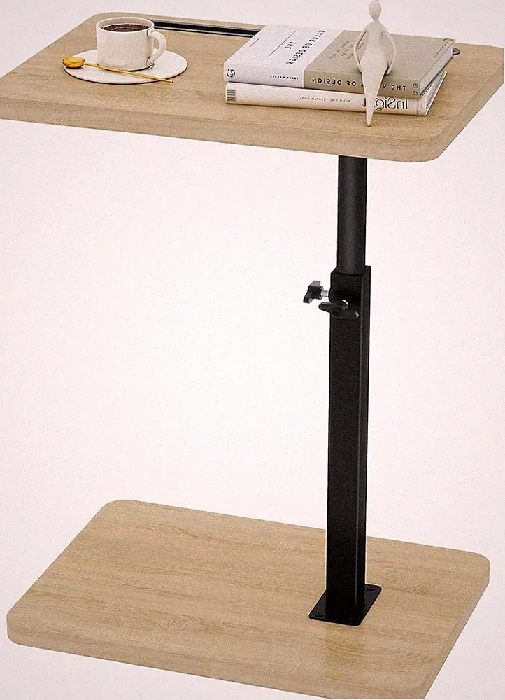 C-Shaped 360° Swivel Adjustable Side Table Natural Wood Sofa/Bed