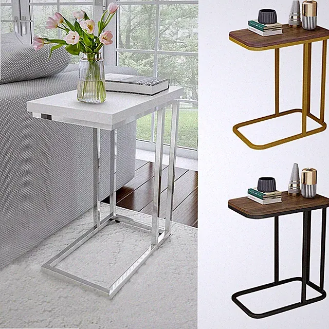 C-shaped Coffee Table Sofa Side Table Modern Metal End Table for Living Room
