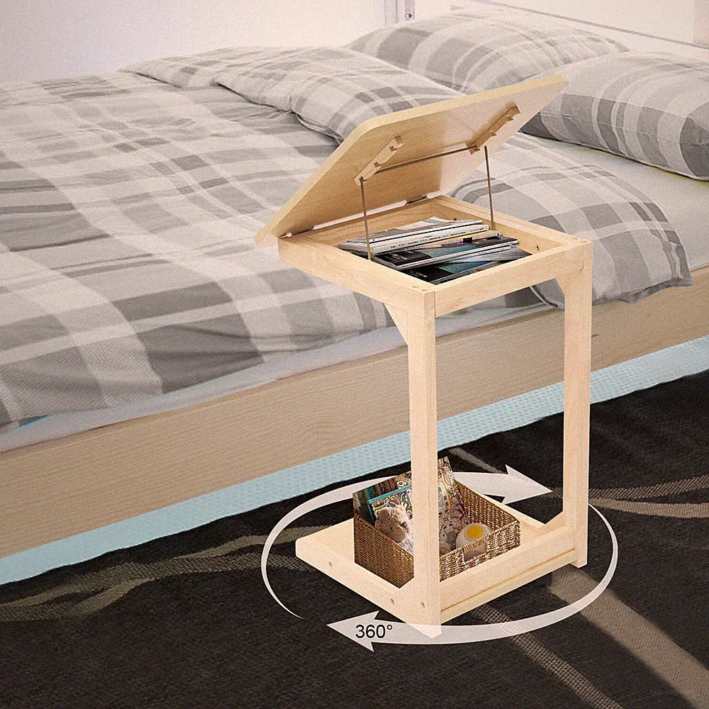C Shaped Couch Table Movable Bed/Sofa Side Table Adjustable Angle TV Tray Table
