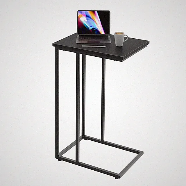 C Shaped End Table C Side Sofa Couch Bed TV Tray Desk Stand Nightstand Black