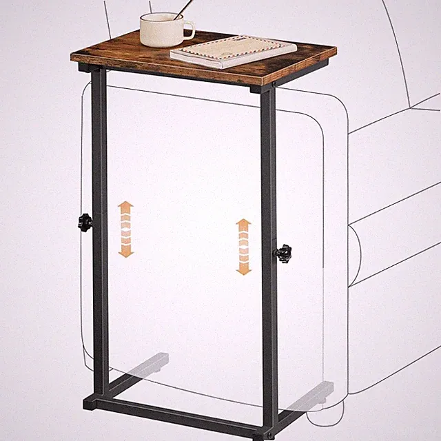 C Shaped End Table for Couch, 29.5” Adjustable Height C Side Table