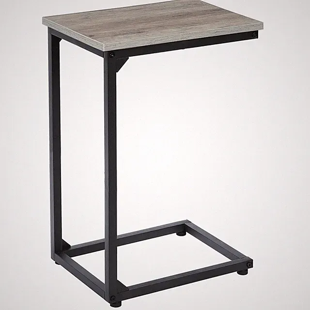 C Shaped End Table, Slide Under Couch Table for Sofa