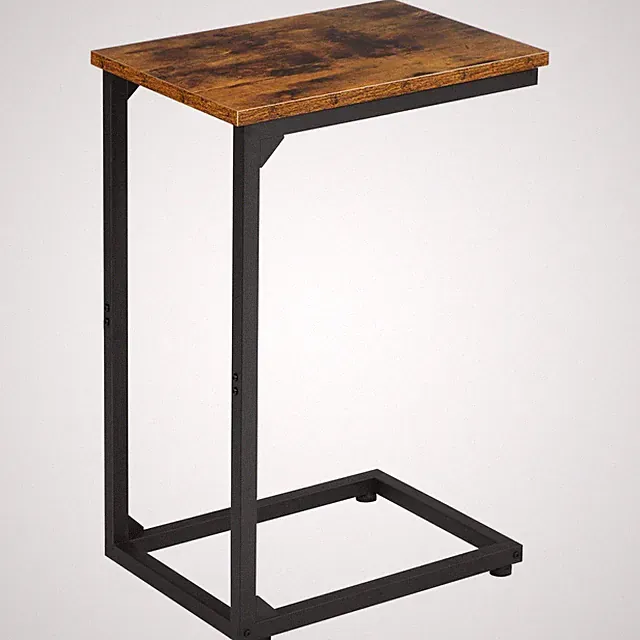 C Shaped End Table, Slide Under Couch Table for Sofa, TV Tray Snack Table, Sm...