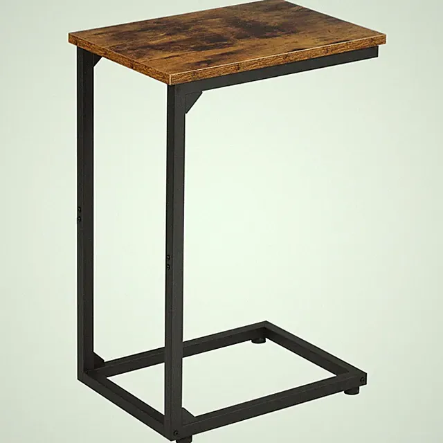 C Shaped End Table, Slide Under Couch Table for Sofa, TV Tray Snack Table, Sm...