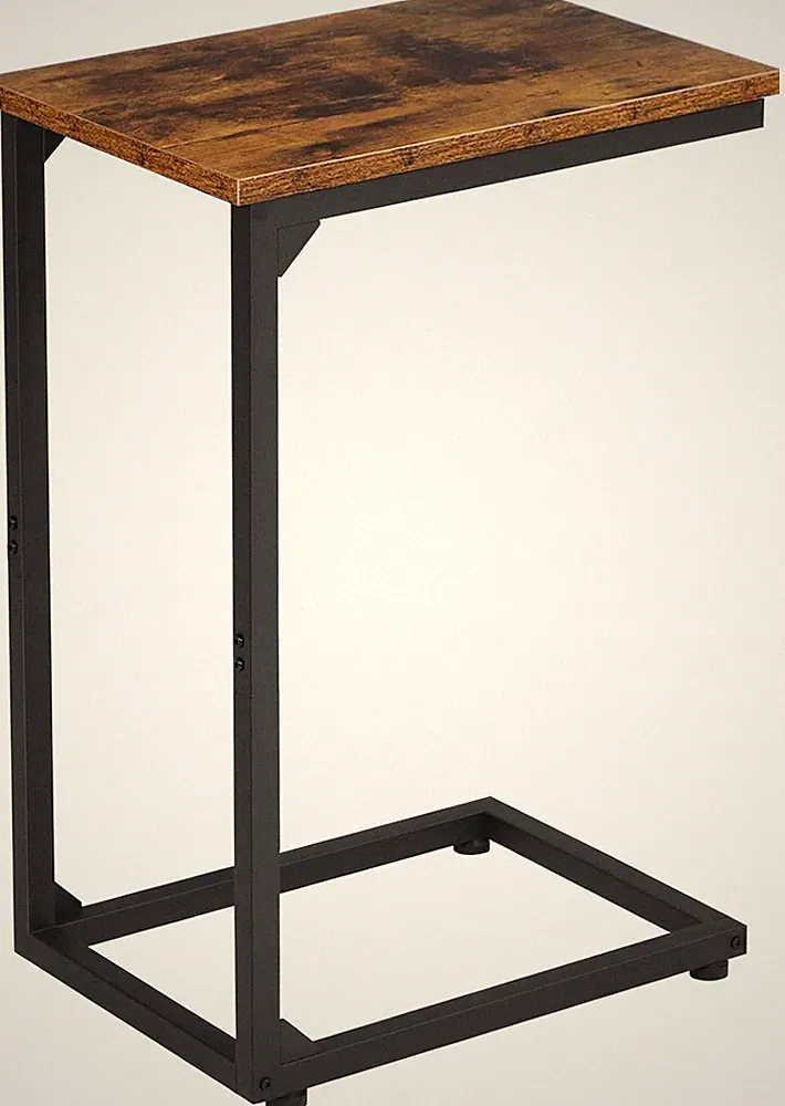C Shaped End Table, Slide Under Couch Table for Sofa, TV Tray Snack Table, Sm...