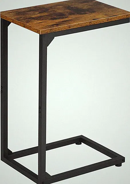 C Shaped End Table Slide Under Couch Table for Sofa TV Tray Snack Table Small