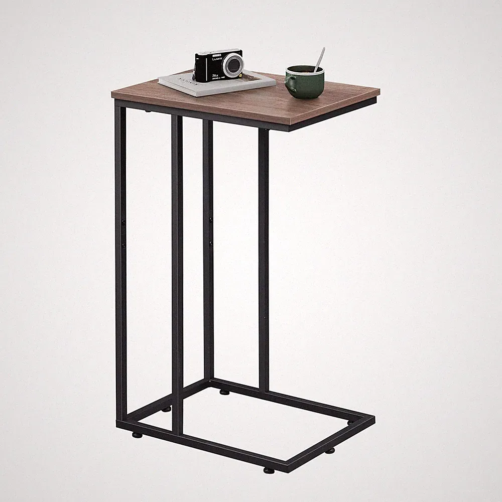 C Shaped End Table Small Side Sofa Bed Couch Table Slide Under Desk