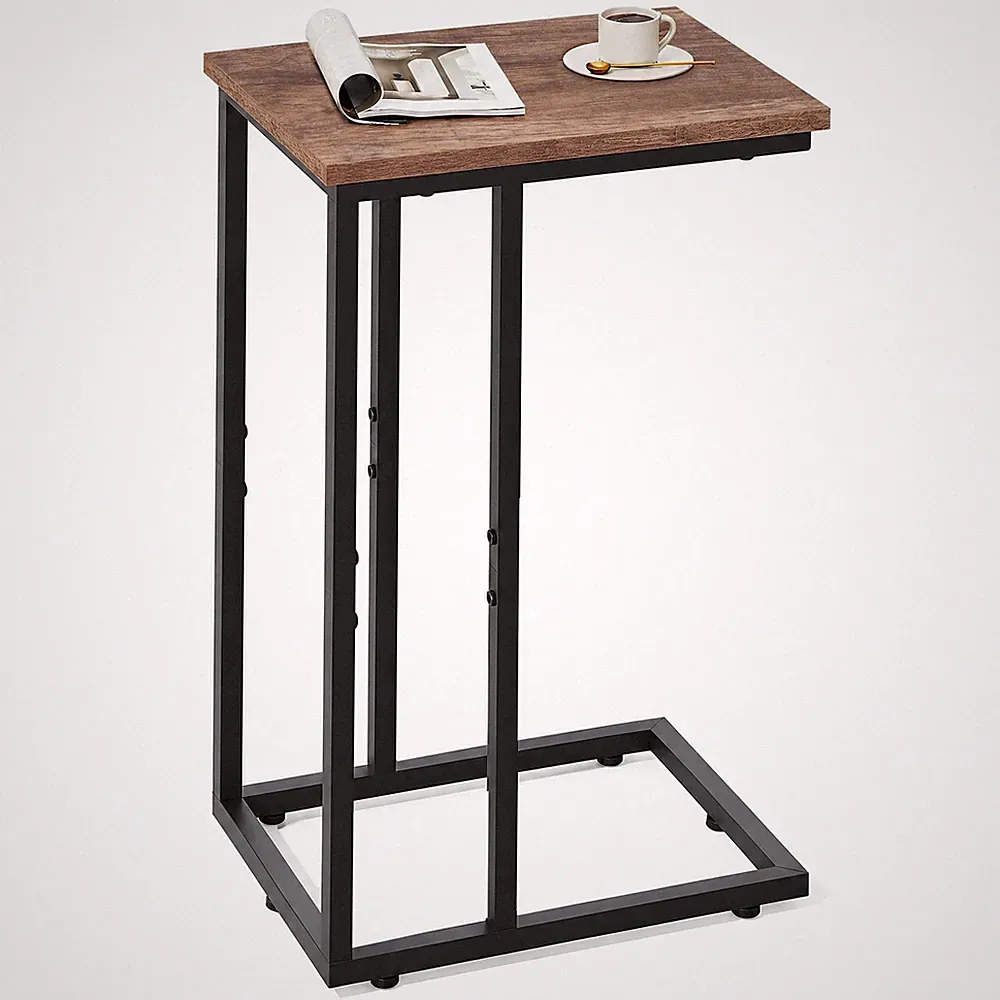 C Shaped End Table Small Side Table Slide Under Sofa Bed For Living Room Office