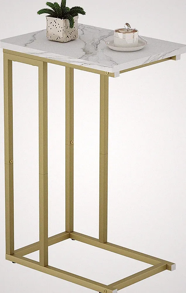 C Shaped End Table, Small Side Tables for Sofa Bed, Couch Tables that Slide