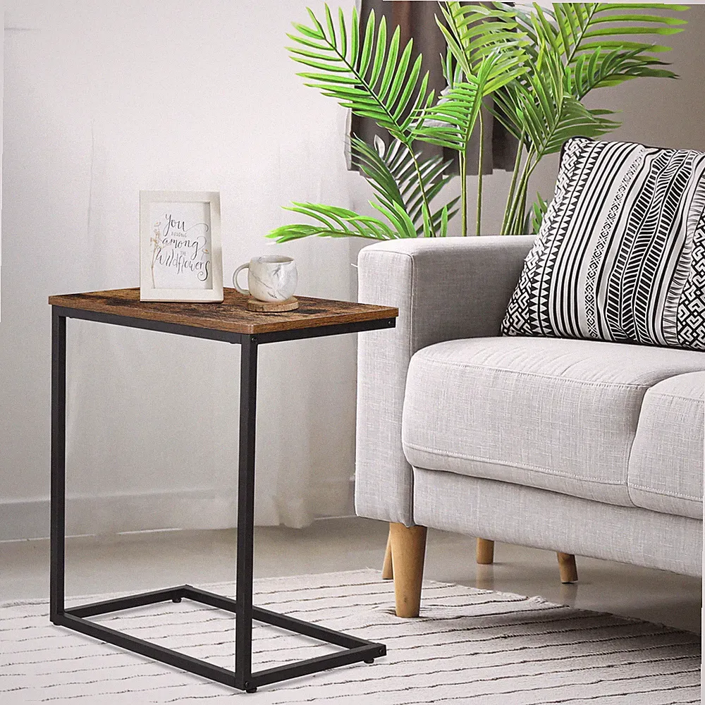 C Shaped End Table Sofa Couch Bed Side Table for Living Room Sturdy Metal Frame