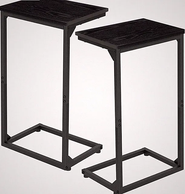 C Shaped End Tables Set of 2, Couch Side Tables That Slide under Sofa, Slim TV T