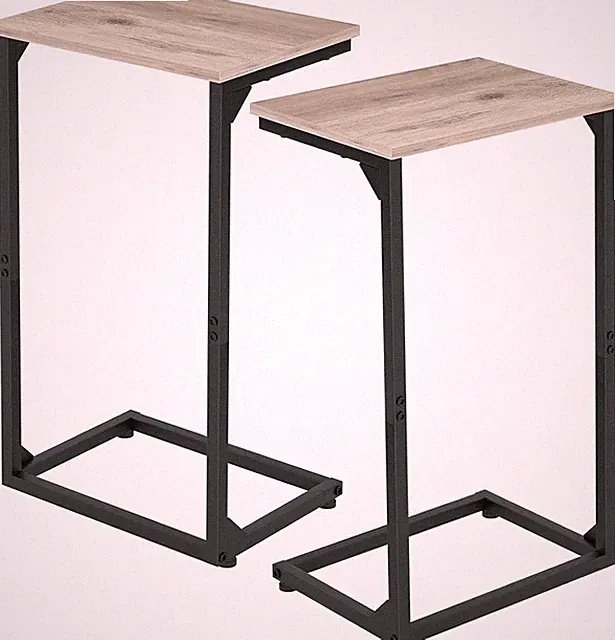 C Shaped End Tables Set of 2, Couch Side Tables That Slide Under, TV Trays