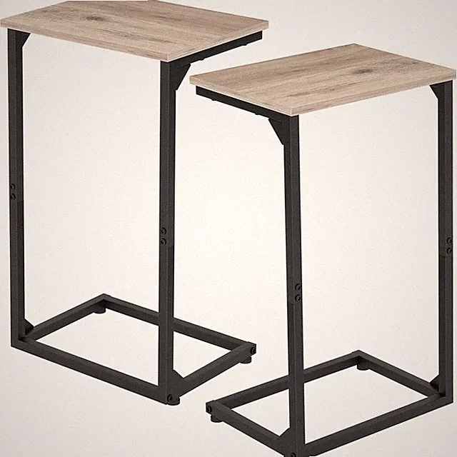 C Shaped End Tables Set of 2, Couch Side Tables That Slide Under, TV Trays fo...