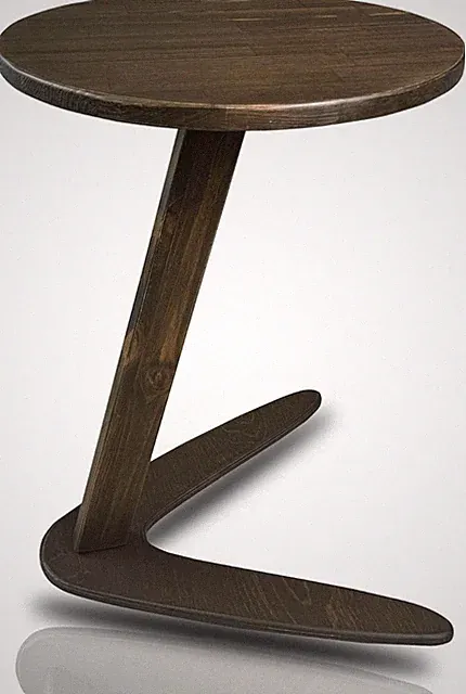 C-Shaped Handmade Solid Wood End Table, Side Table for Couches, Sofa Tables
