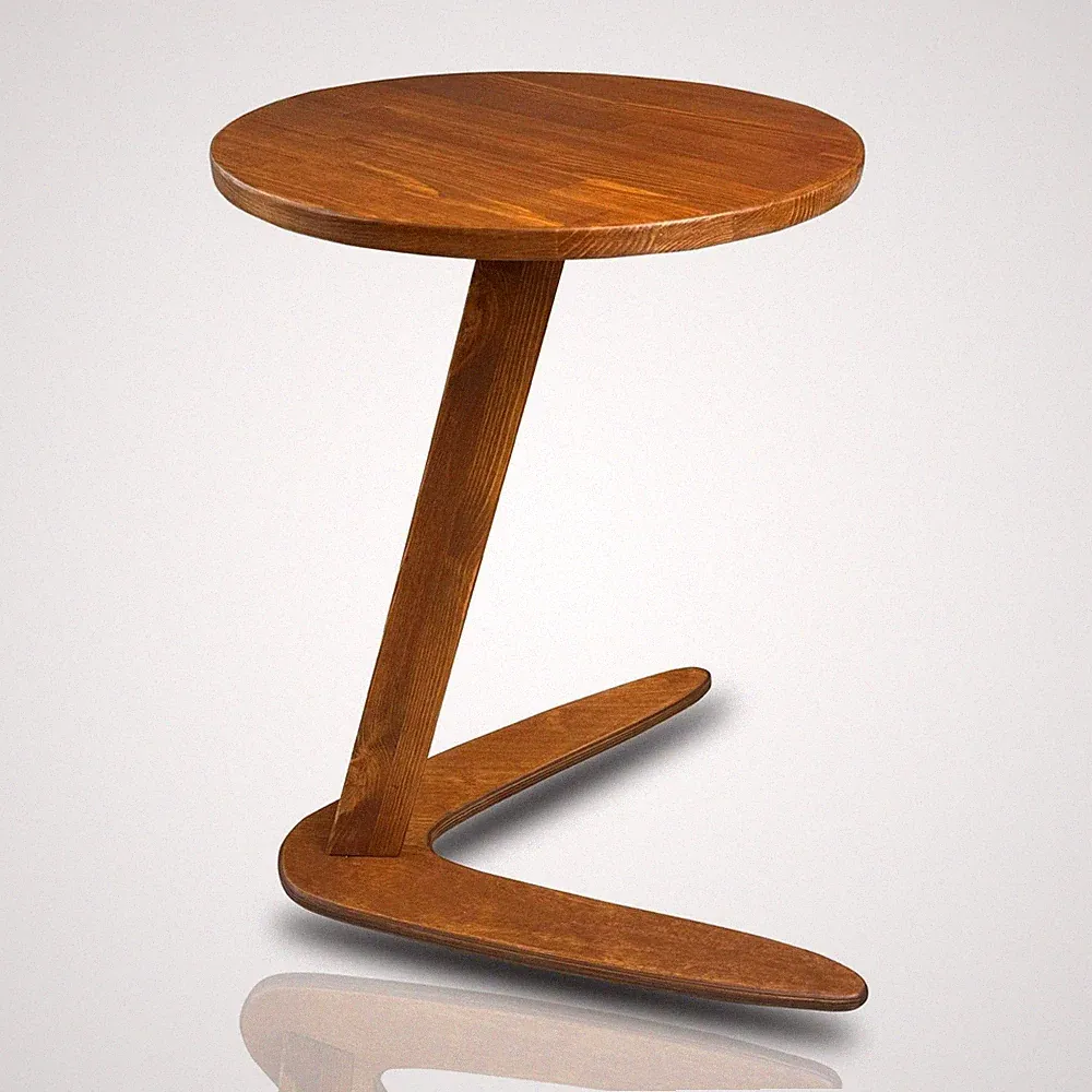 C-Shaped Handmade Solid Wood End Table, Side Table for Couches, Sofa Tables S...