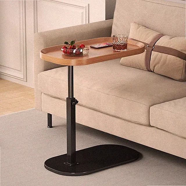 C Shaped Side Table Adjustable Height, 360°Swivel C Shaped End Table, Couch S...