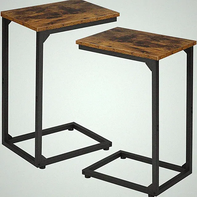 C Shaped Side Table, End Tables Living Room Set of 2, Slide Under Couch Table...