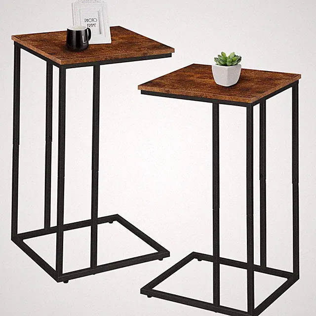 C Shaped Side Table Set of 2, Skinny Sofa Table for Sofa and Bed, Couch Table...