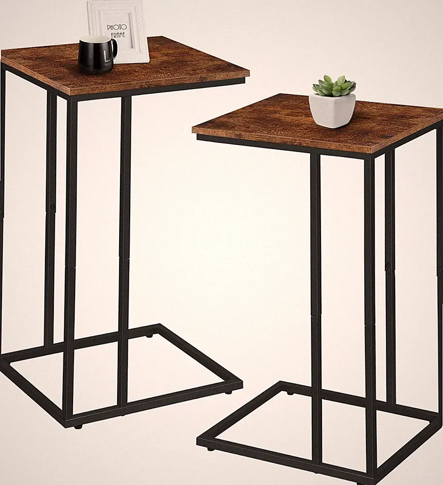 C Shaped Side Table Set of 2 Skinny Sofa Table Sofa & Bed Couch Tables That
