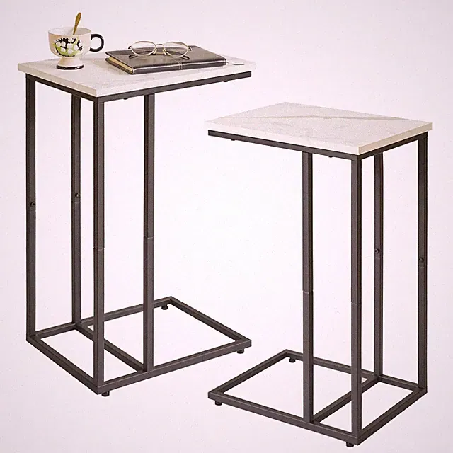 C-Shaped Side Table Small End Table, Slide Under Laptop Desk for Couch, Livin...