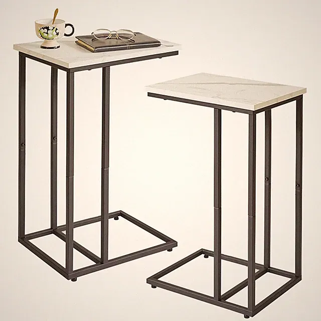 C-Shaped Side Table Small End Table, Slide Under Laptop Desk for Couch, Livin...