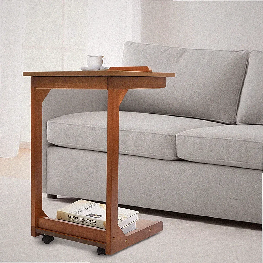 C-shaped Table Couch Table Sofa Bed Side Table W/ Wheels 40*40*63cm 0-40° Angle