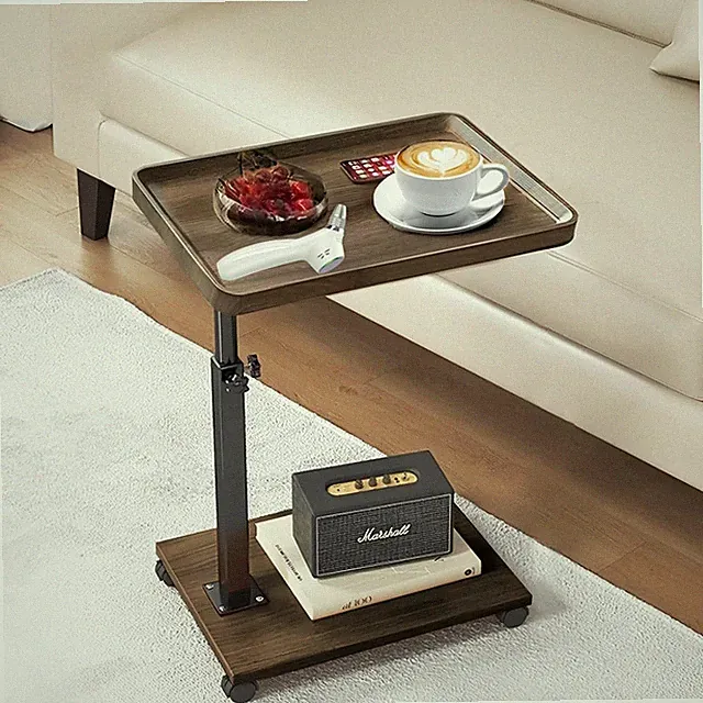 C Table End Table Adjustable Height, 360°Swivel TV Tray Table for Small Spaces