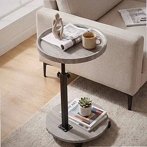 C Table End Table Adjustable Height, Couch Tables that Slide Under Wood Gray