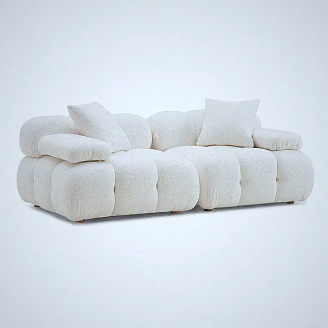 Calliope Cream Vegan Shearling Modular Loveseat