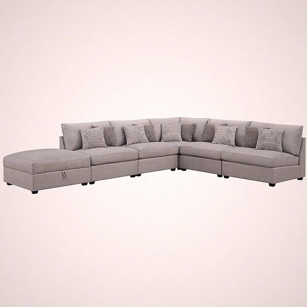 Cambria 6-piece Upholstered Modular Sectional Sofa Grey