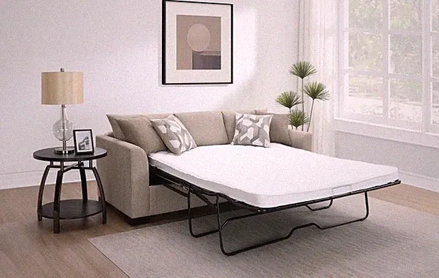 CAMEL BROWN REVERSIBLE CHAISE SLEEPER SOFA SECTIONAL BED LIVING ROOM FURNITURE