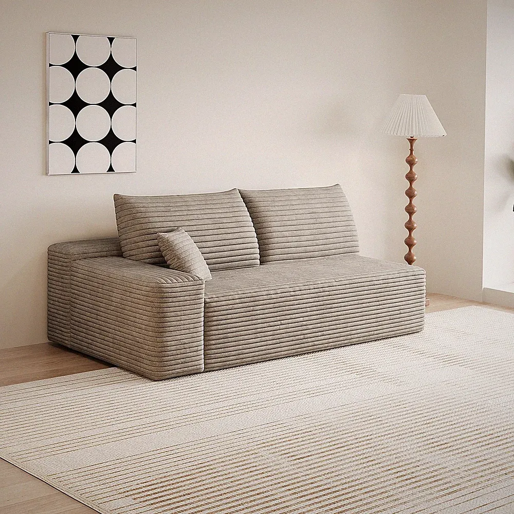 Camel Corduroy Modular Sectional Sofa 68.9" L 37.4" W 24.4" H