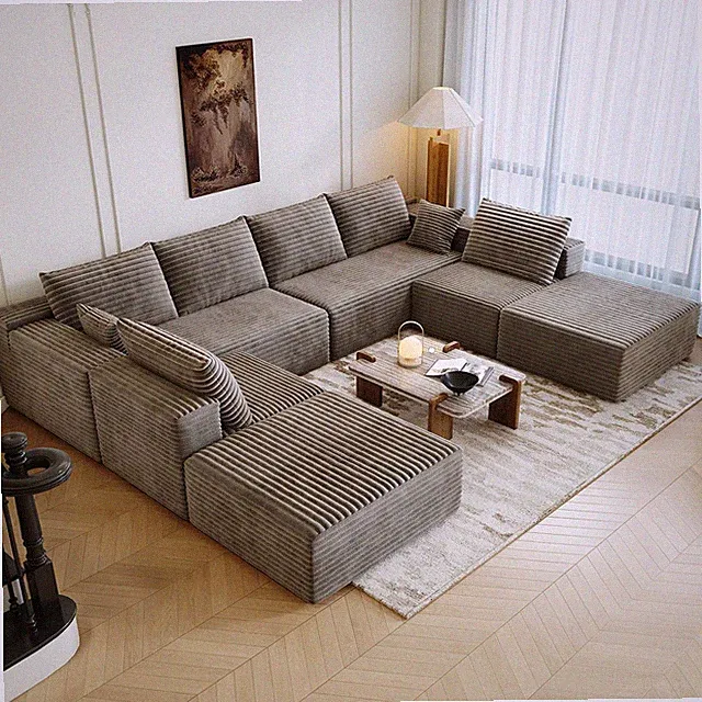 Camel Oversized U-Shaped Modular Sofa Set with Ottomans for Living Room