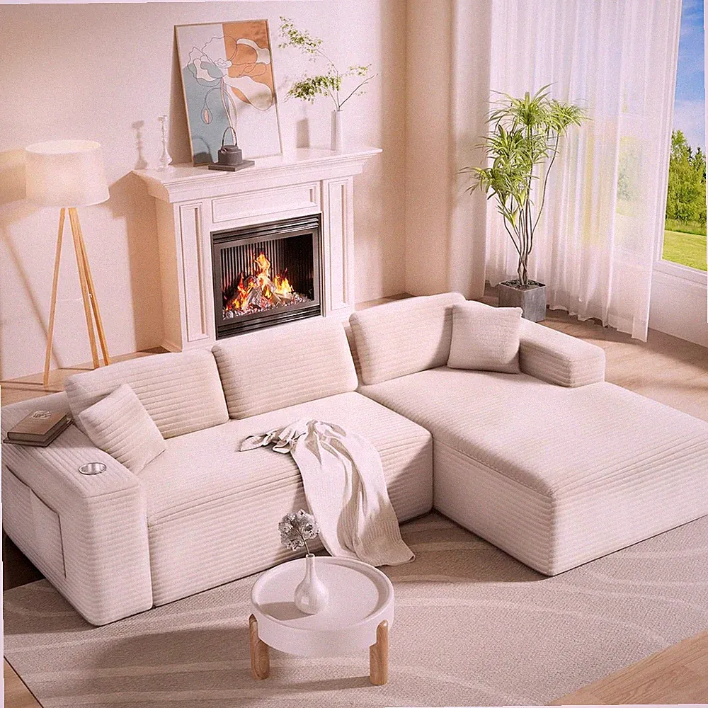 CAMMOO 108” Cloud Sectional Couch, Modern Modular Sectional Sofa with Deep Seat