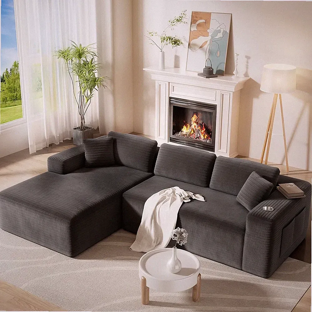CAMMOO 108" L-Shaped Boneless Sectional Sofa, Cloud Couch in One Box