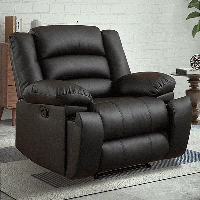 Canmov Faux Leather Manual Recliner Chair,Single Sofa w/ 2 Concealed Cup Holders