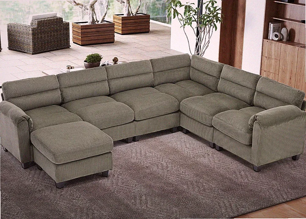 Canmov Modular Sectional Couches with Ottoman, Convertible L or U Shaped Sofa